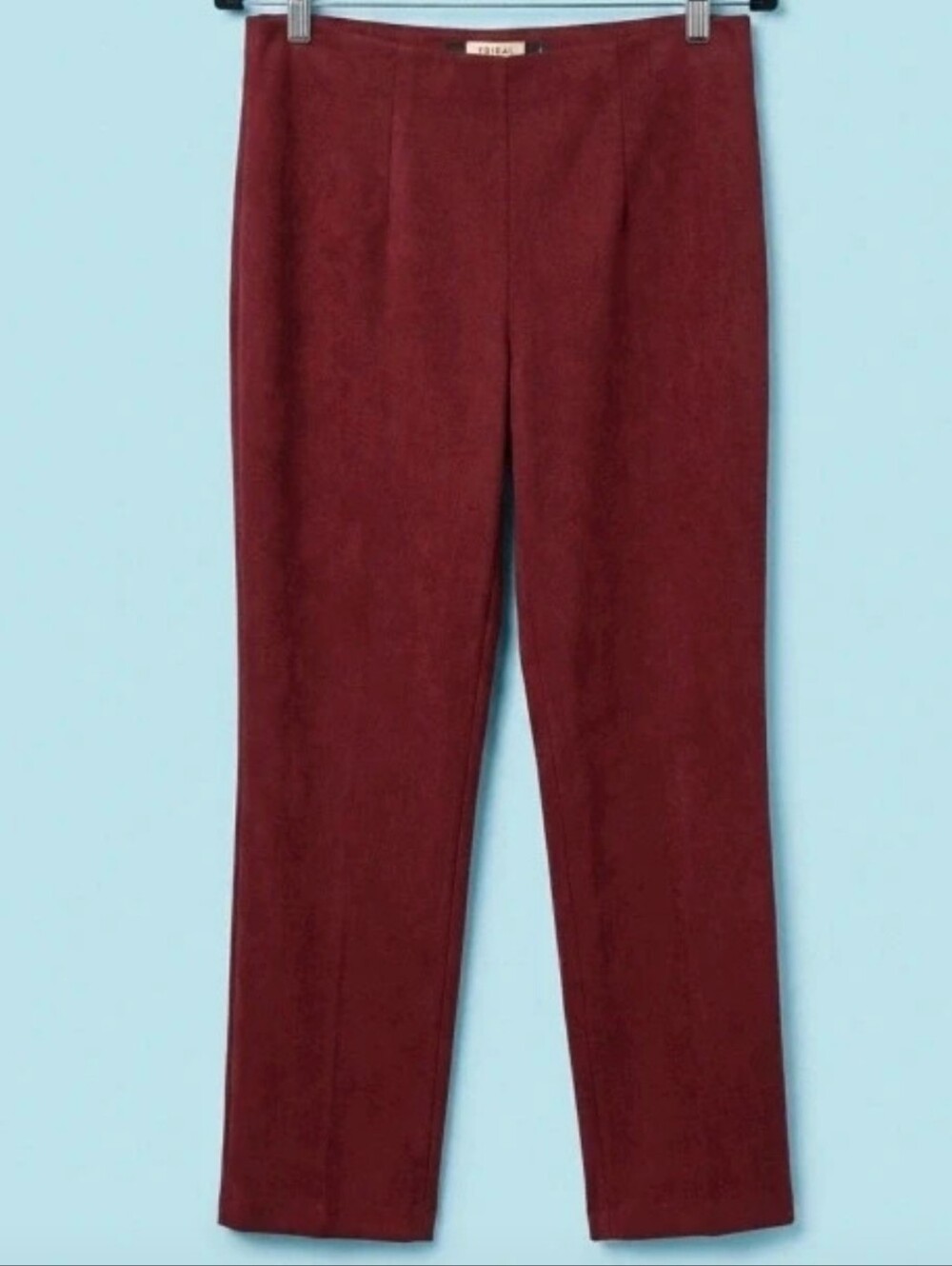 Tribal Burgundy Faux Suede Stretch Straight Leg Ankle Pants